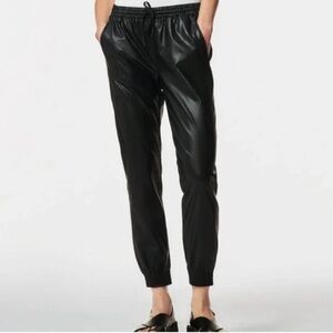 Zara Black Vegan Leather Joggers | Size Extra Small